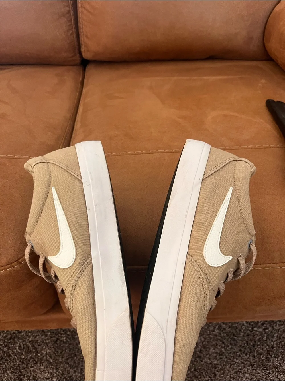 Nike Men’s SB Charge Canvas sneakers in a khaki brown colorwa